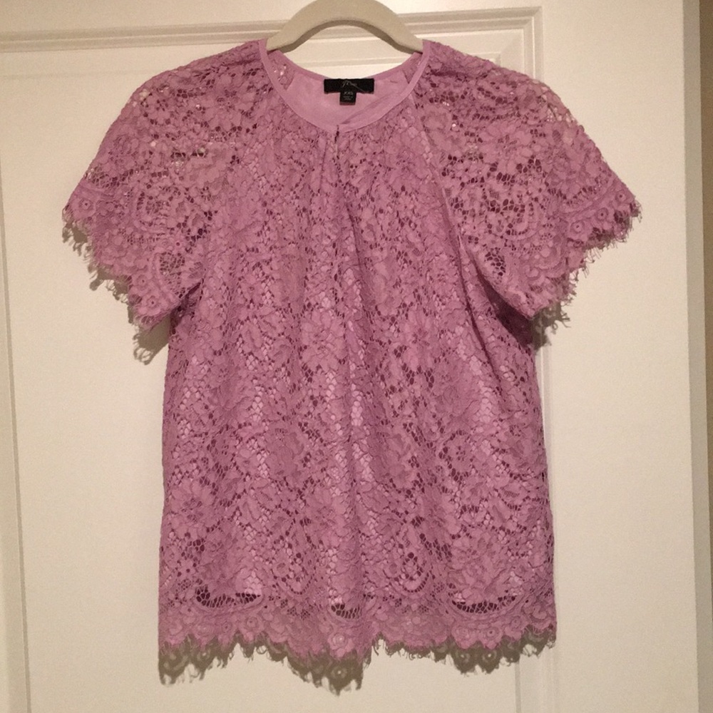 J. Crew Lace Sleeve Top